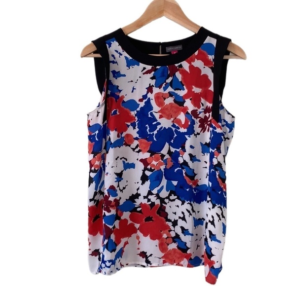 🌸Vince Camuto floral blouse red white and blue - Picture 2 of 9